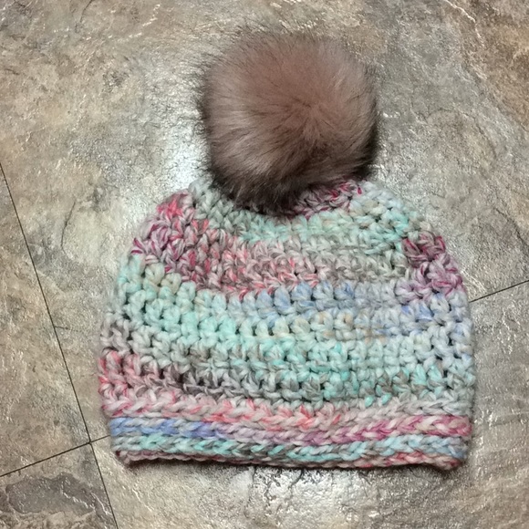 Hand Crafted Accessories - Chunky handmade winter beanie hat with Pom